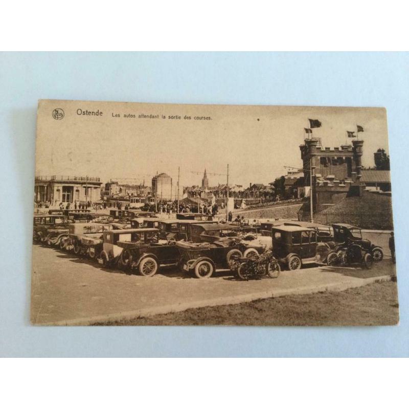 F. Oostende, postkaart, auto's einde race