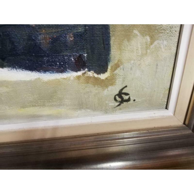 G Steyaert, Schilderij Winterdorp, gesigneerd