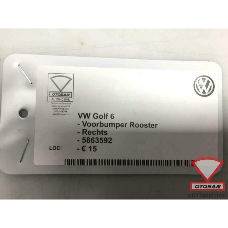 VW Golf 6 Voorbumper Rooster Rechts Nieuw! 5863592