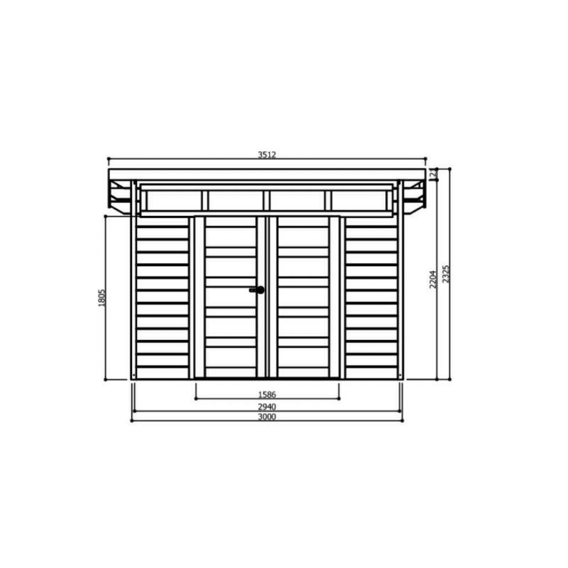 Tuinhuis-Blokhut Verona: 3000 x 2400mm