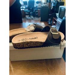 Chaussons marron foncé 36 semelle en cuir