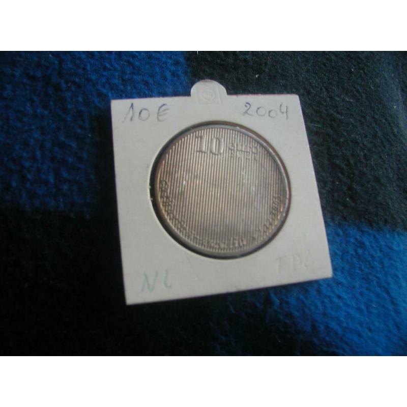zilveren 10 euro munt van Nederland 2004 mooi