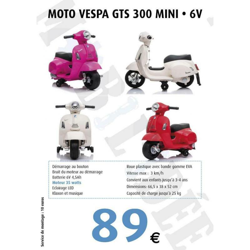 Moto électrique enfant 6V - VESPA MINI GTS 300